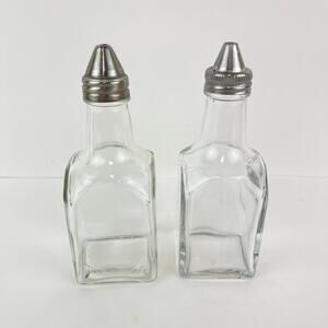 Olive Oil and Vinegar Cruet Square Glass Dispensers Set of 2